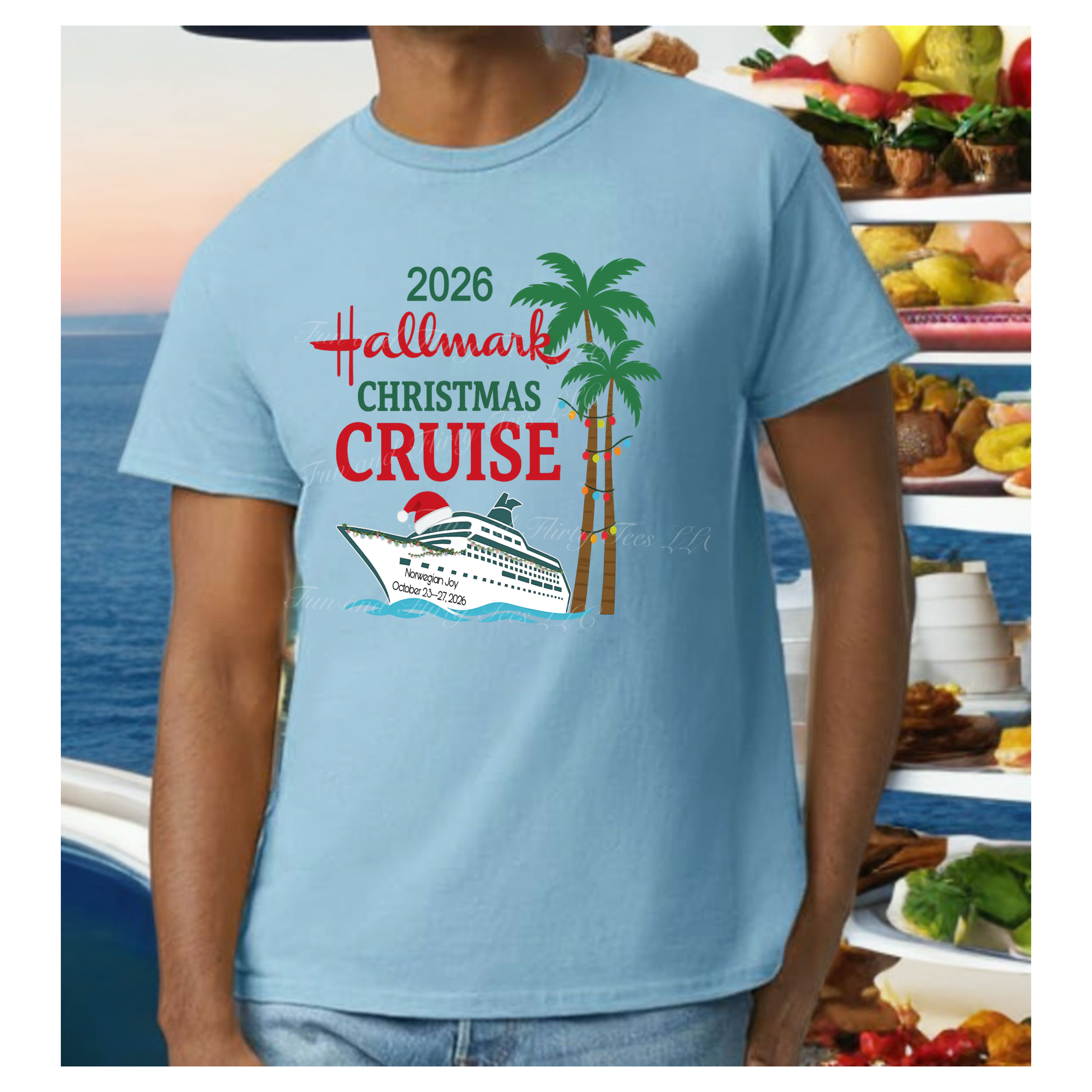 Sixthman Hallmark Themed Christmas Cruise Boat and Palm design